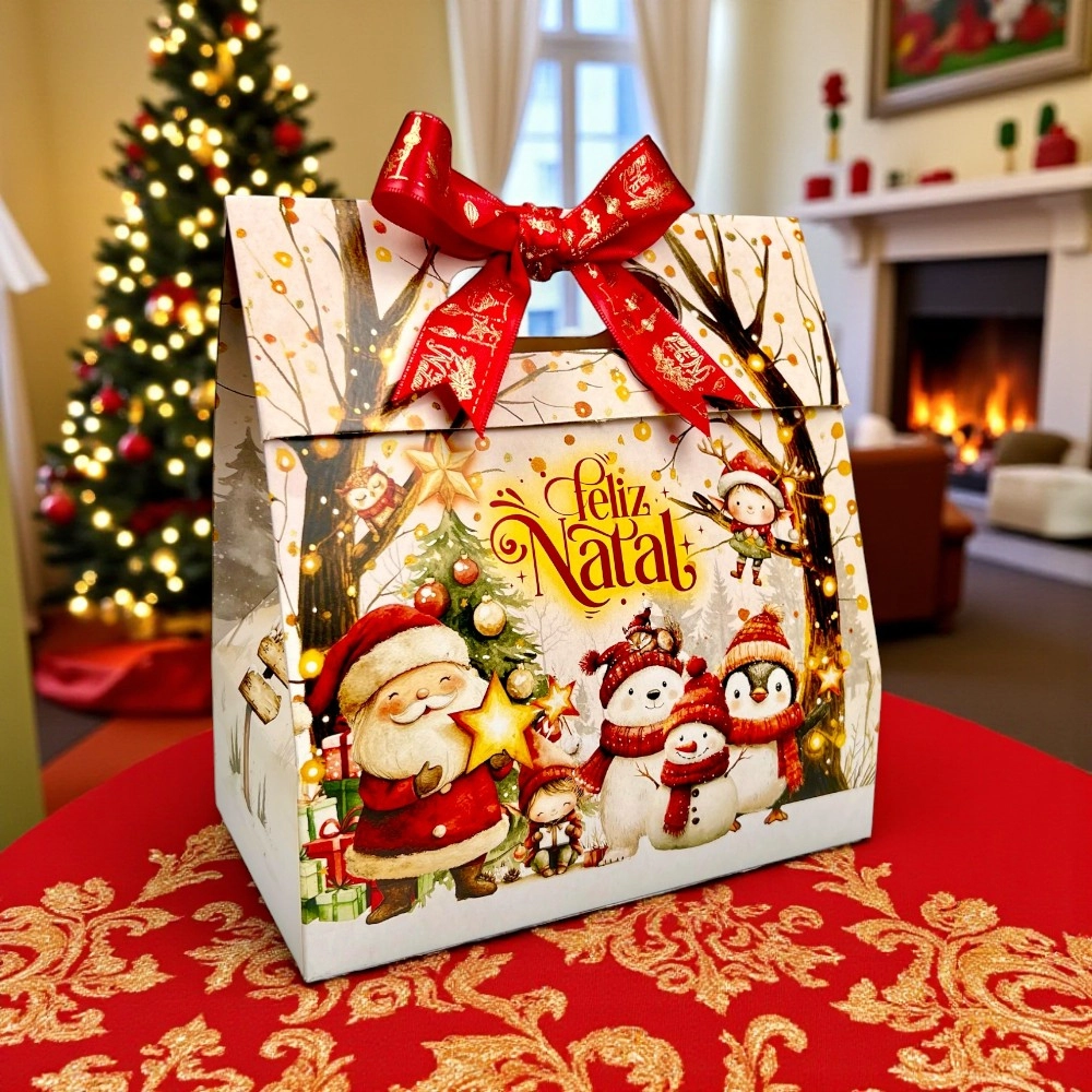 10 Sacolas 17x10 - Coleção Vila do Noel-Natal 2025
