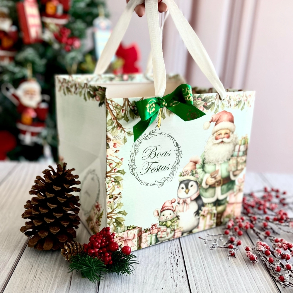 10 Sacolas para Caixa de Panetone - Coleção Natal Fascinante