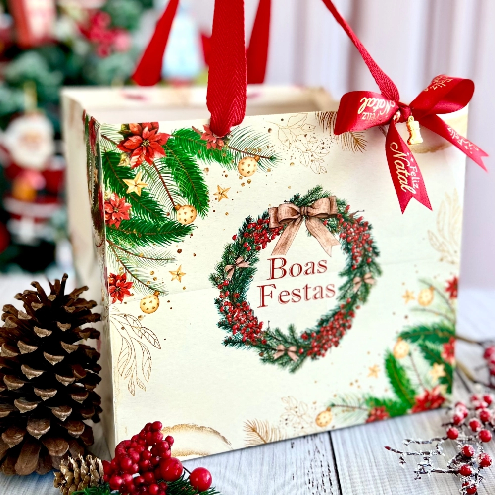 10 Sacolas para Caixa de Panetone - Coleção Natal Inspirador