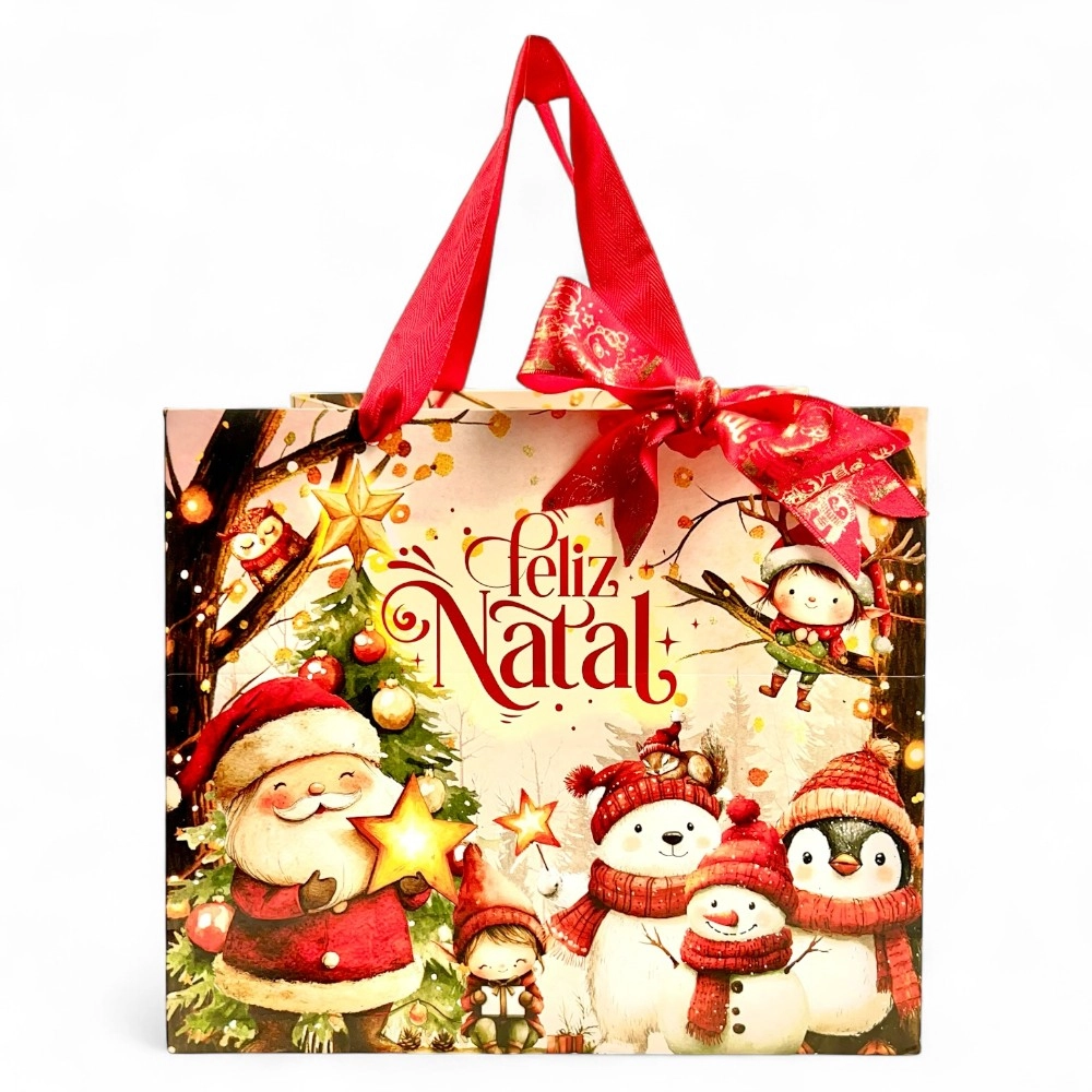 10 Sacolas para Caixa de Panetone - Coleção Vila do Noel