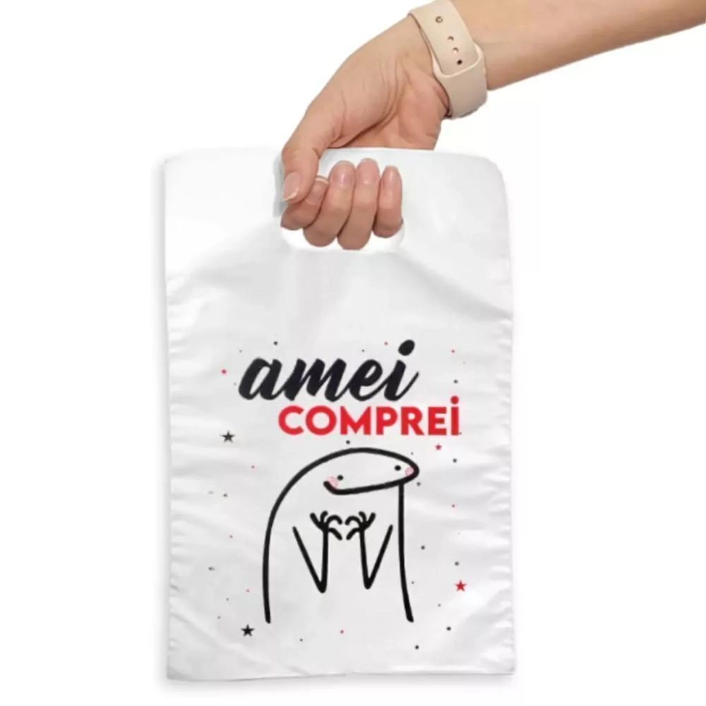 10 Sacolas Plásticas - Amei Comprei