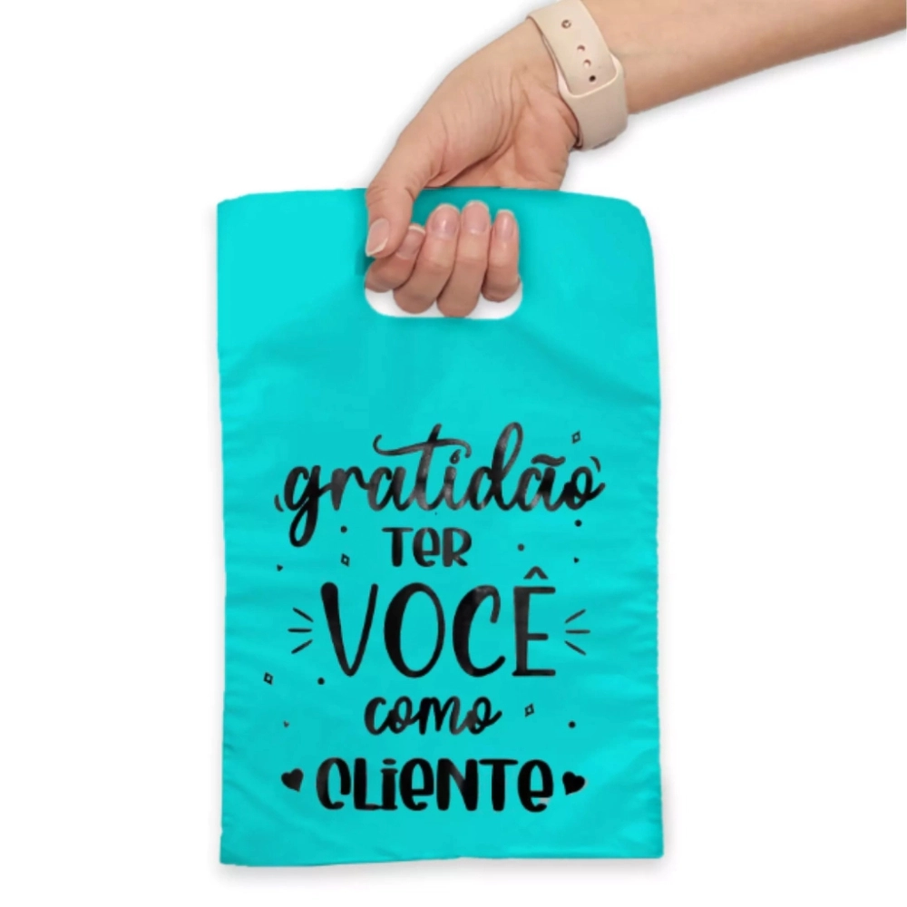 10 Sacolas Plásticas - Gratidão - Tiffany