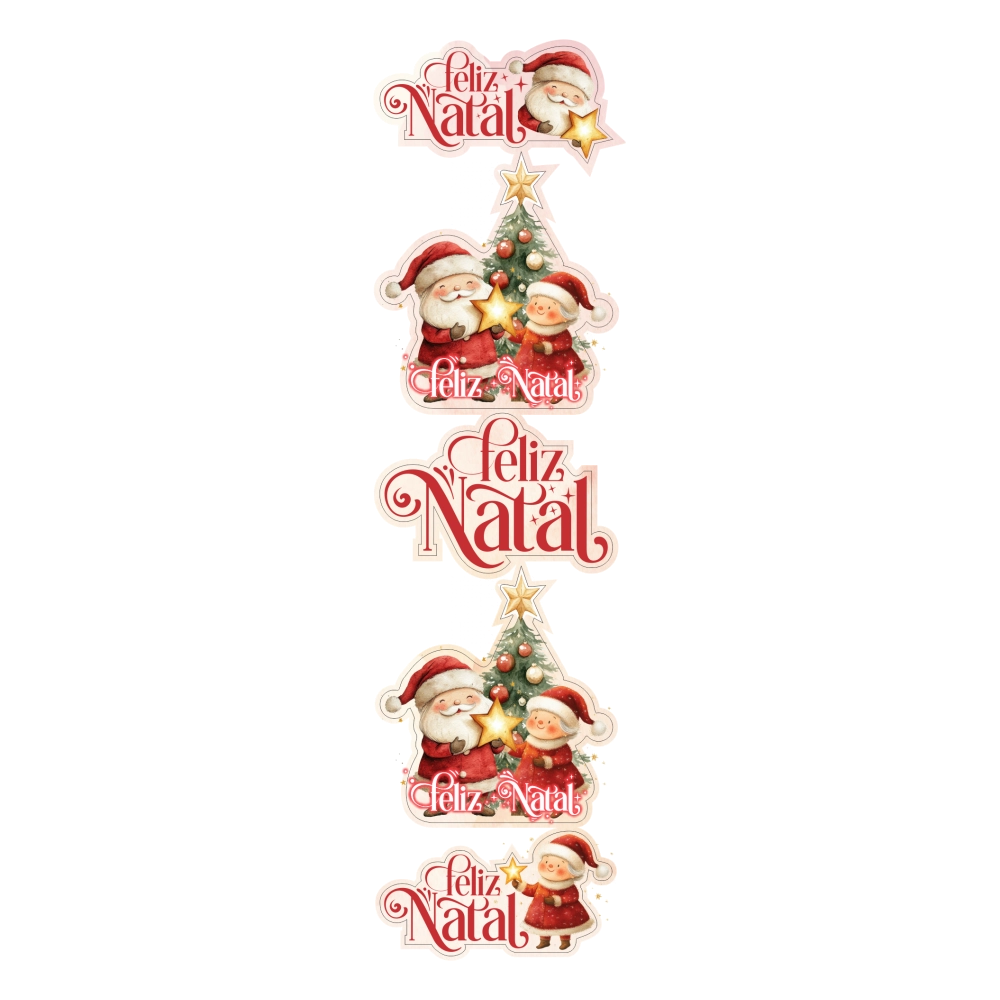 100 Adesivos +/- 4cm - Coleção Vila do Noel - Natal 2025