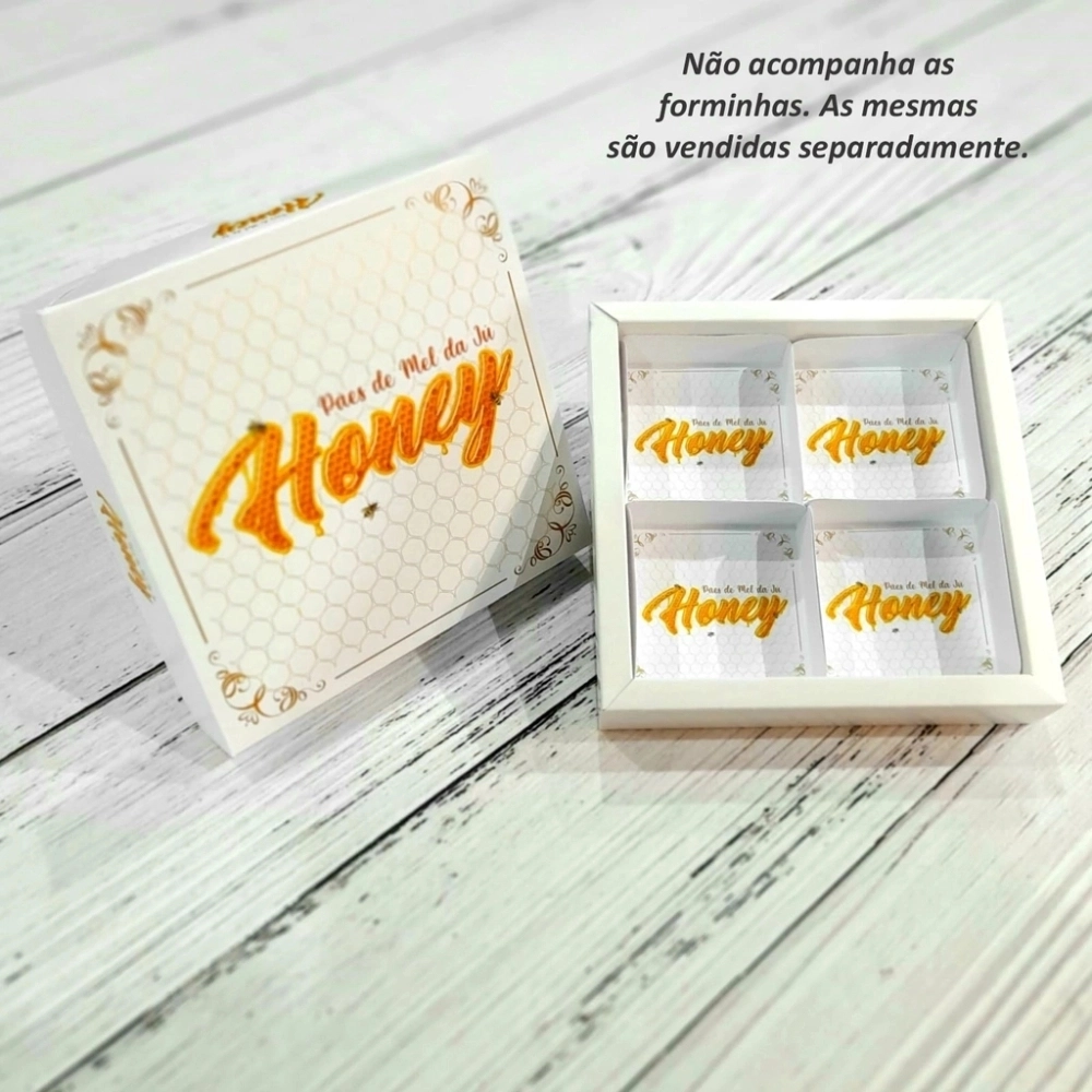 100 Caixas com tampas PERSONALIZADAS para 4 Brownies, Palha Italiana, Pães de mel ou Cookies