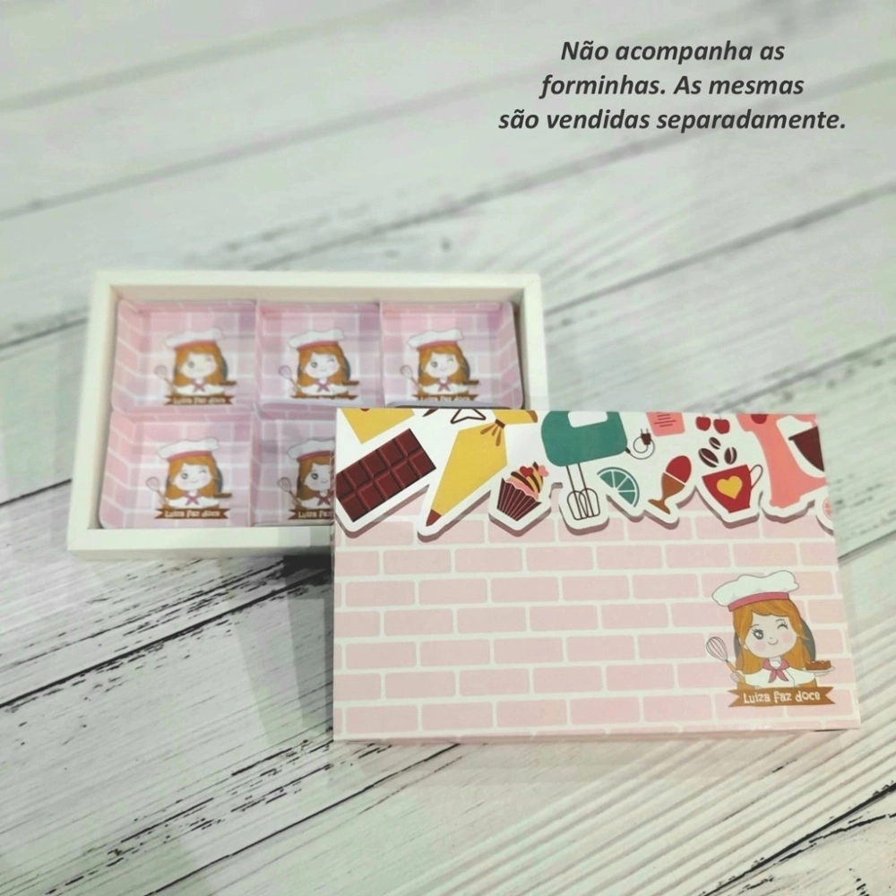 100 Caixas com tampas PERSONALIZADAS para 6 Brownies, Pães de Mel, Palha, Cookies