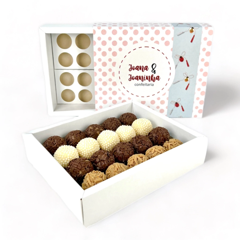 100 Caixas p/ 20 brigadeiros LUXO - PERSONALIZA