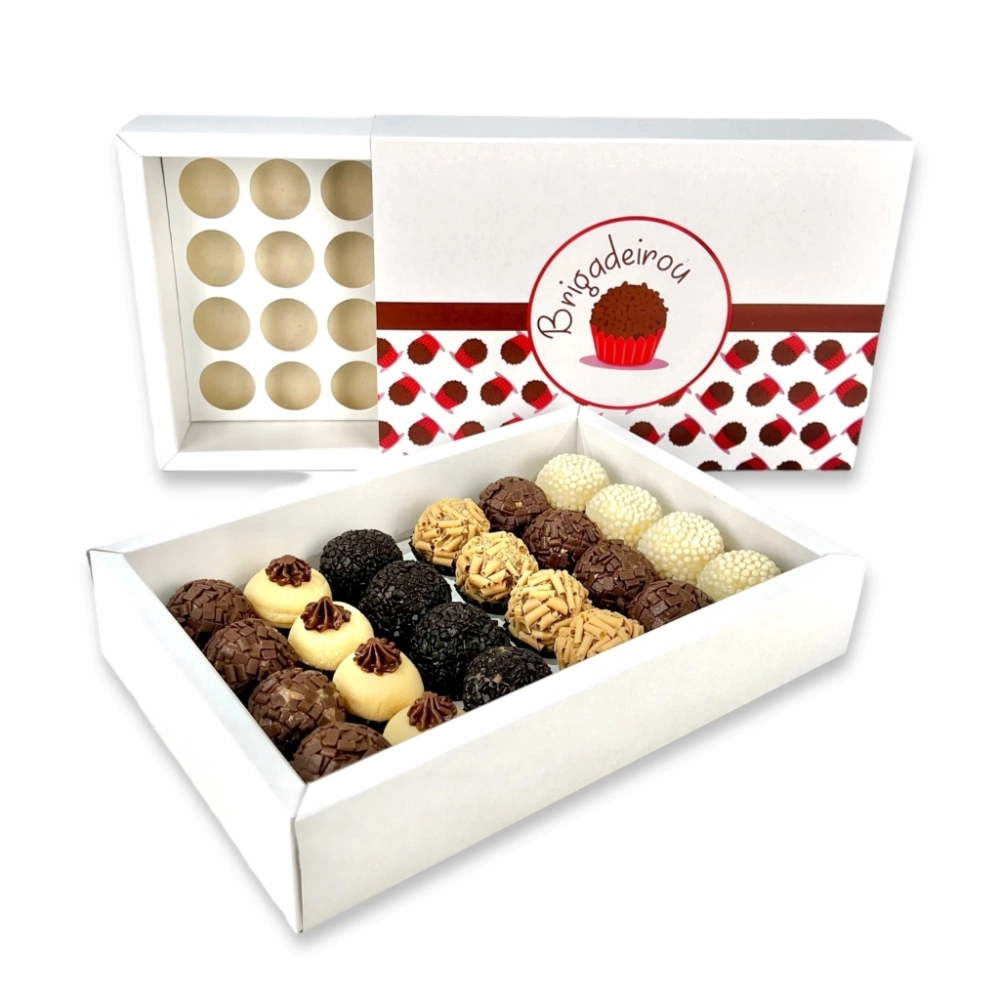 100 Caixas p/ 24 brigadeiros LUXO - PERSONALIZADA