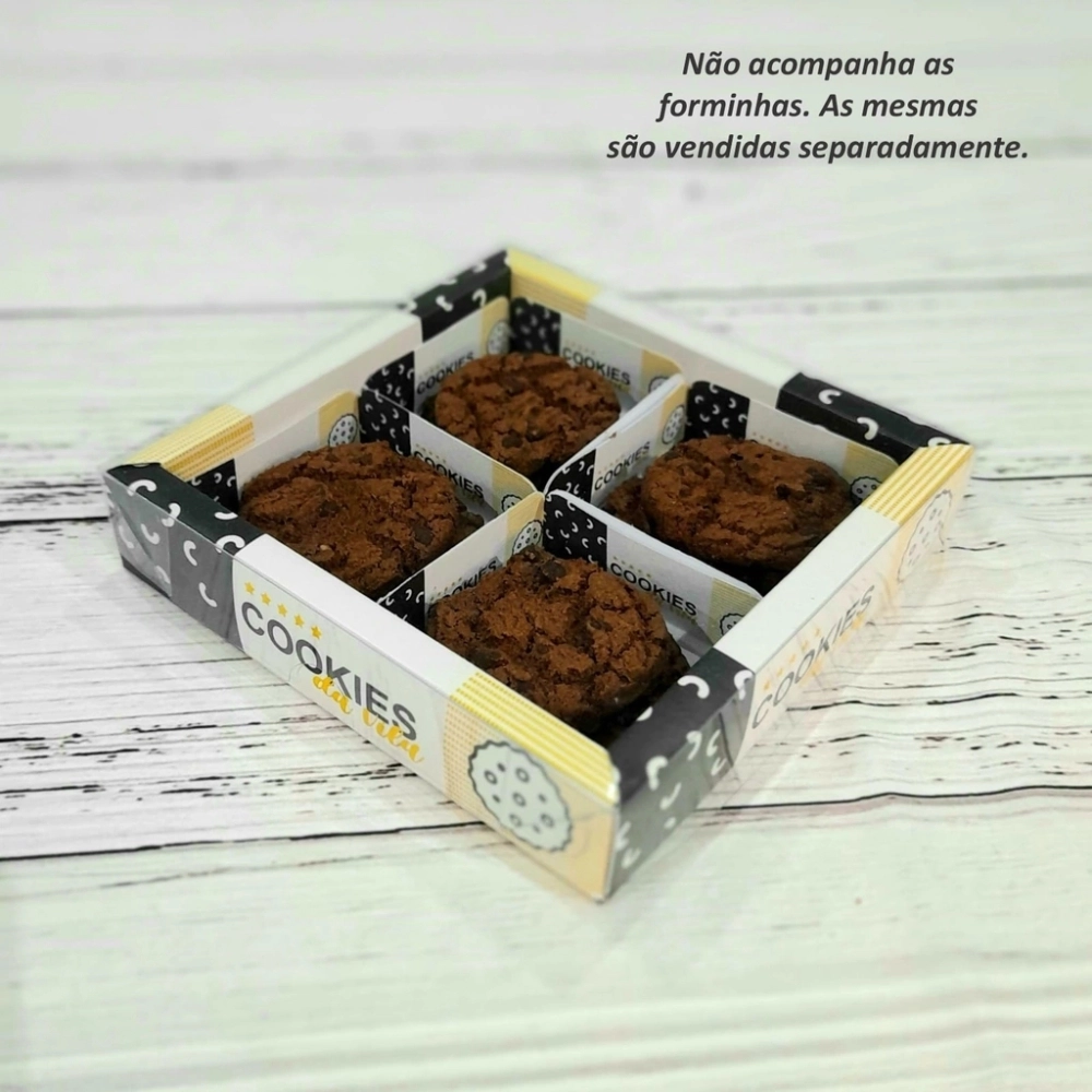 100 Caixas PERSONALIZADAS para 4 Brownies, Palha Italiana, Pães de mel ou Cookies - TAMPA PVC