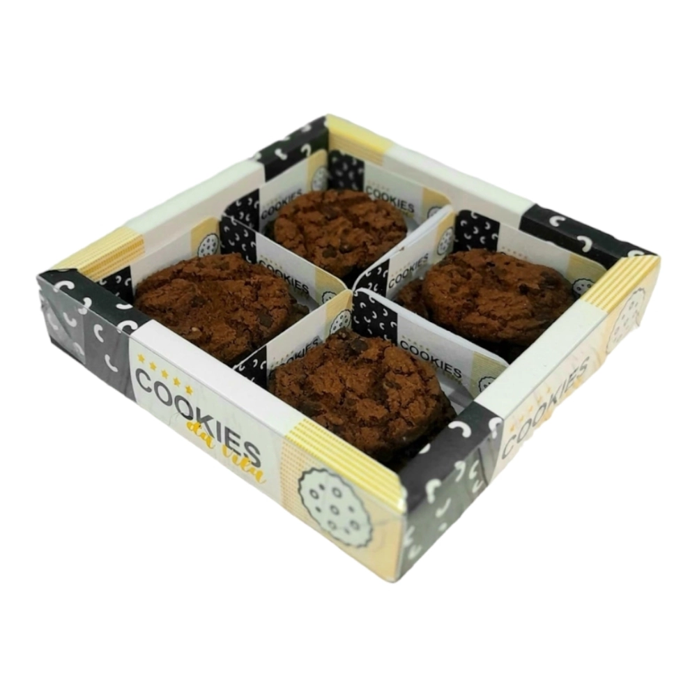 100 Caixas PERSONALIZADAS para 4 Brownies, Palha Italiana, Pães de mel ou Cookies - TAMPA PVC