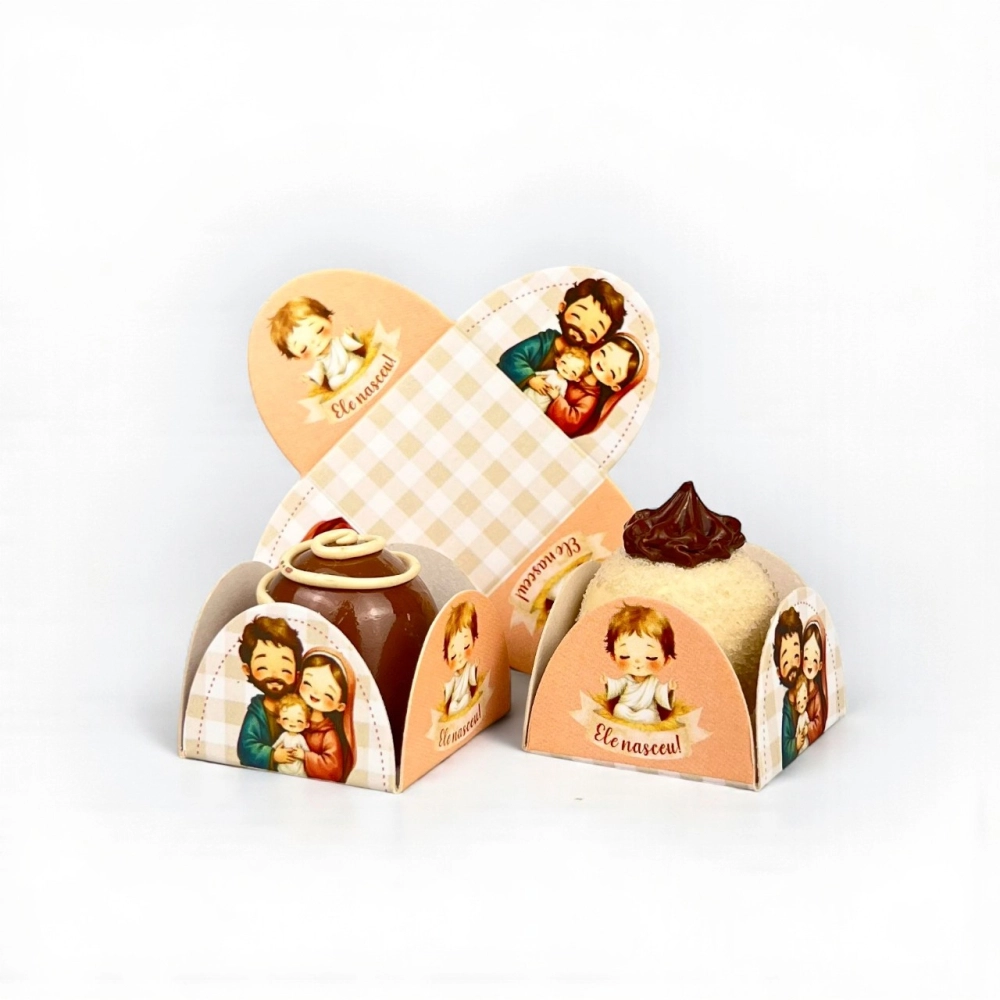 100 Forminhas 4 pétalas - Coleção Cristã - Sagrada Família - Natal 2025