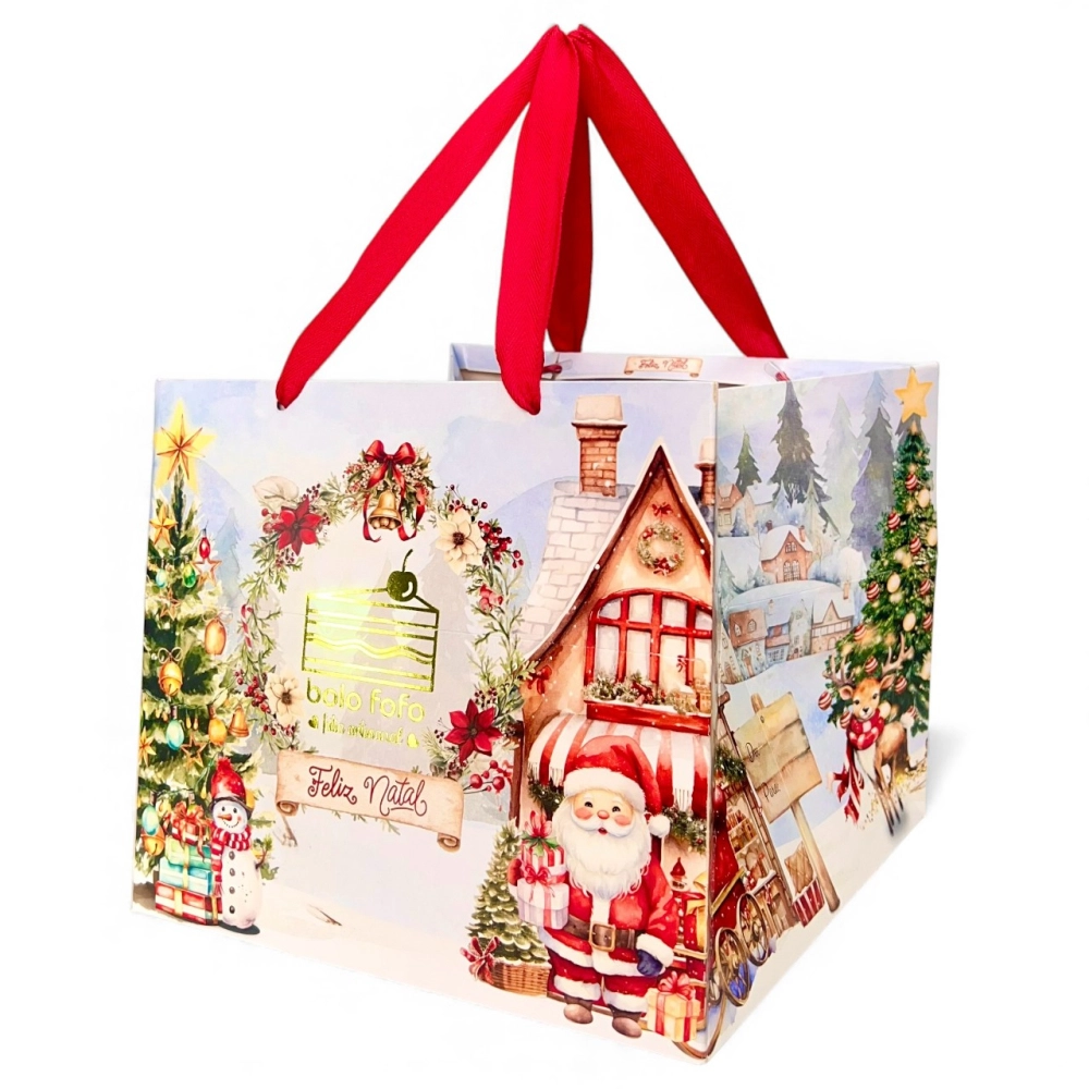100 Sacolas para Caixa de Panetone - Com Hot Stamping - PERSONALIZADO - Natal 2025