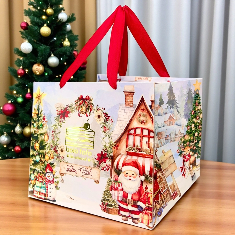 100 Sacolas para Caixa de Panetone - Com Hot Stamping - PERSONALIZADO - Natal 2025