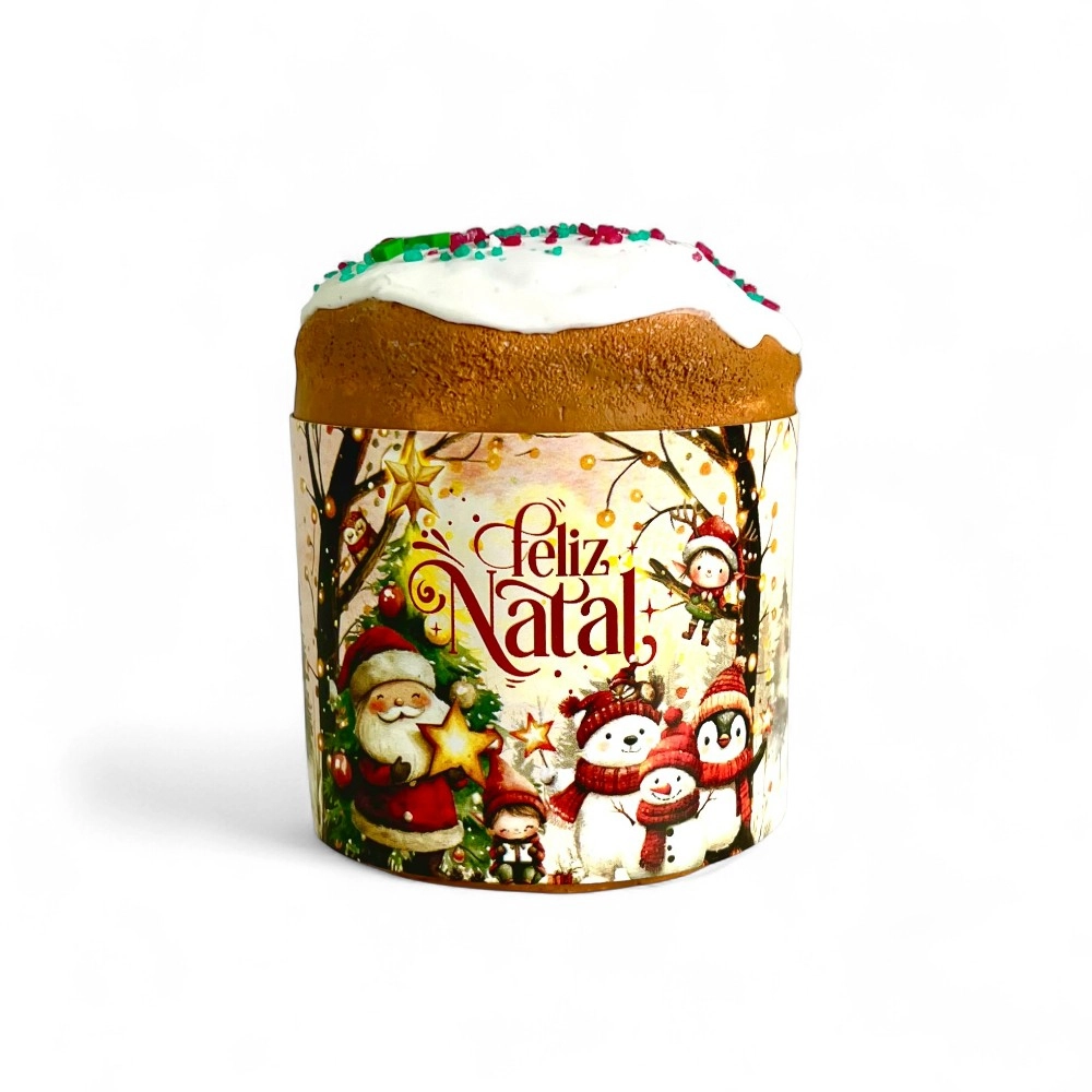25 Cintas para panetone de 100g - Coleção Vila do Noel - Natal 2025