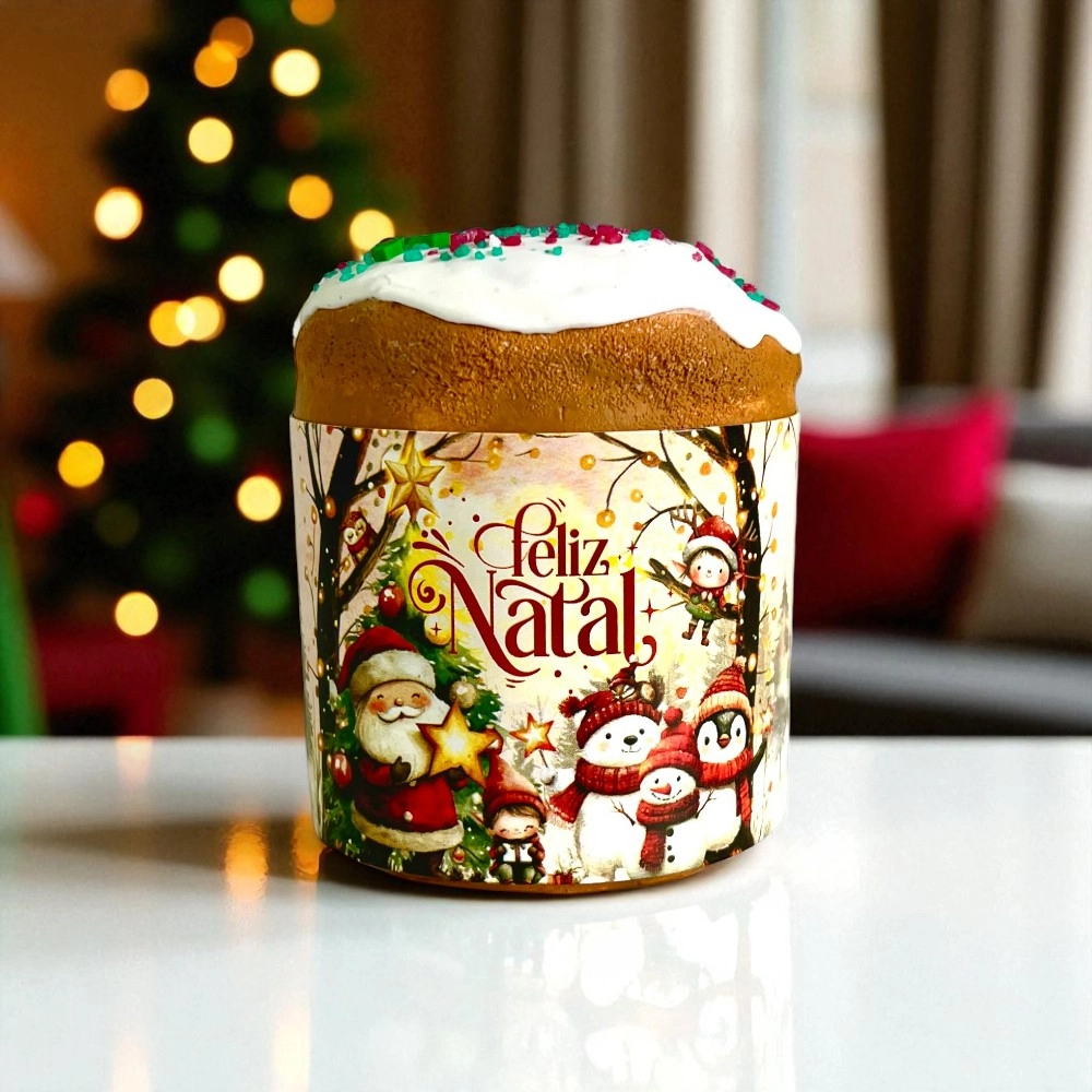 25 Cintas para panetone de 100g - Coleção Vila do Noel - Natal 2025