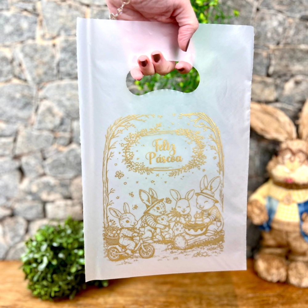 25 Sacolas Plástica 20x30 - Coleção Páscoa da Colheita