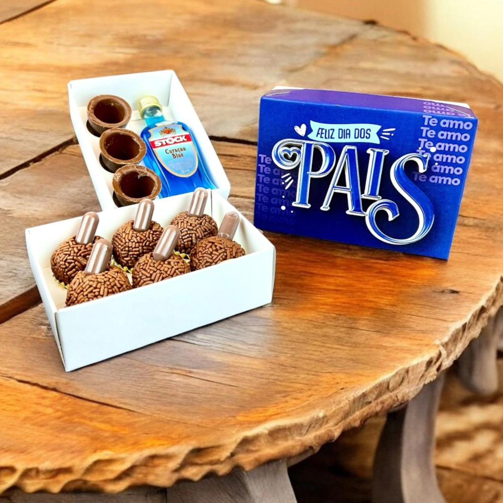 5 Caixas p/ 6 brigadeiros - Pais AZUL - Dia dos Pais 2025