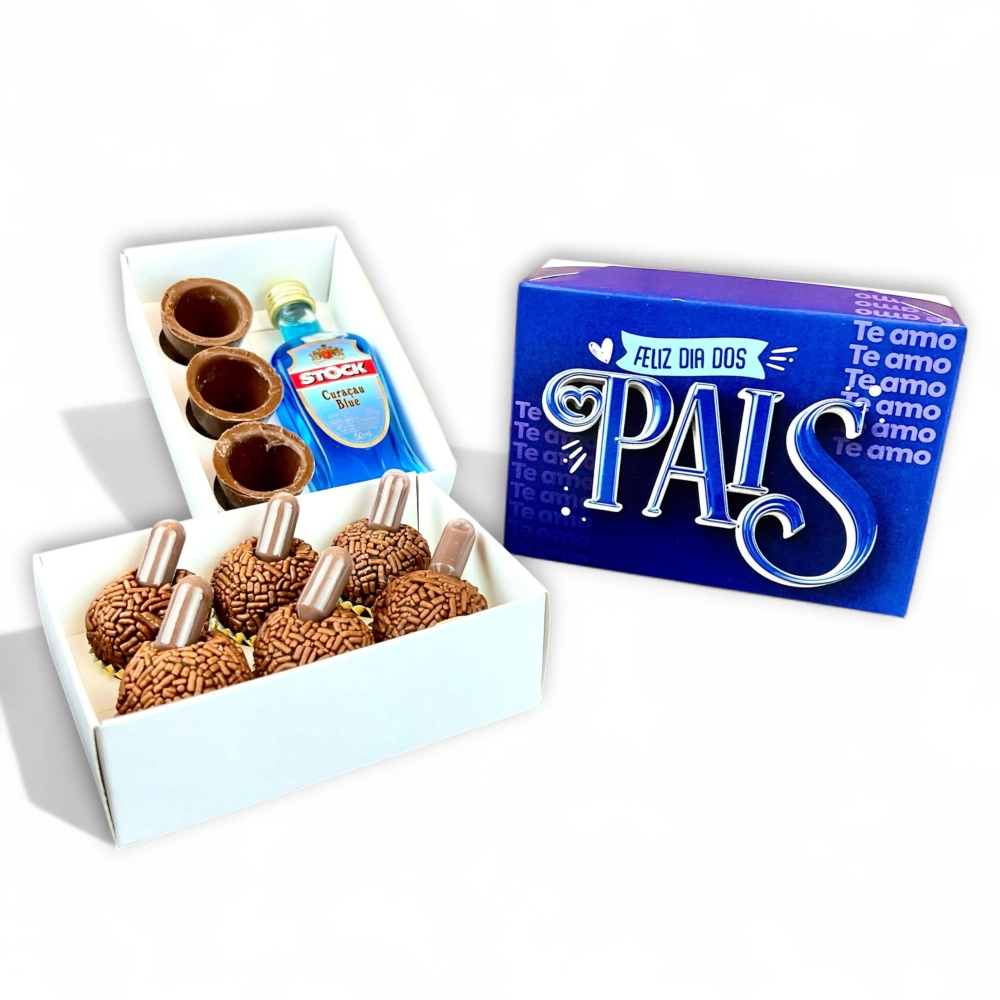 5 Caixas p/ 6 brigadeiros - Pais AZUL - Dia dos Pais 2025