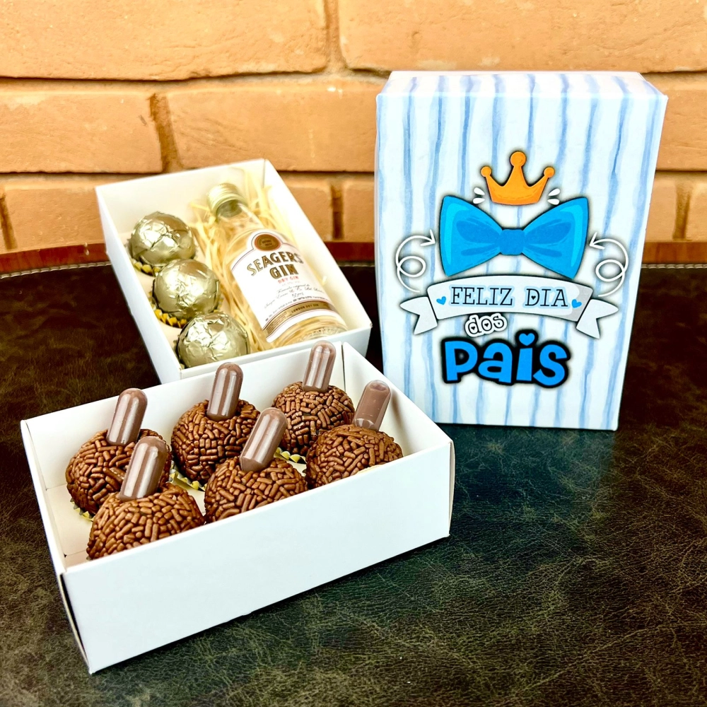 5 Caixas p/ 6 brigadeiros - Querido Papai - Dia dos Pais 2025