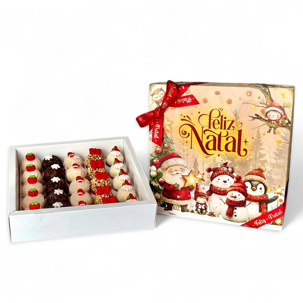 5 Caixas para 25 brigadeiros - Coleção Vila Noel -Natal -2025