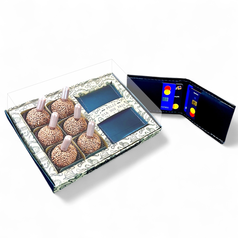 5 Caixas Porta-Cartões + 6 brigadeiros - Dia dos Pais 