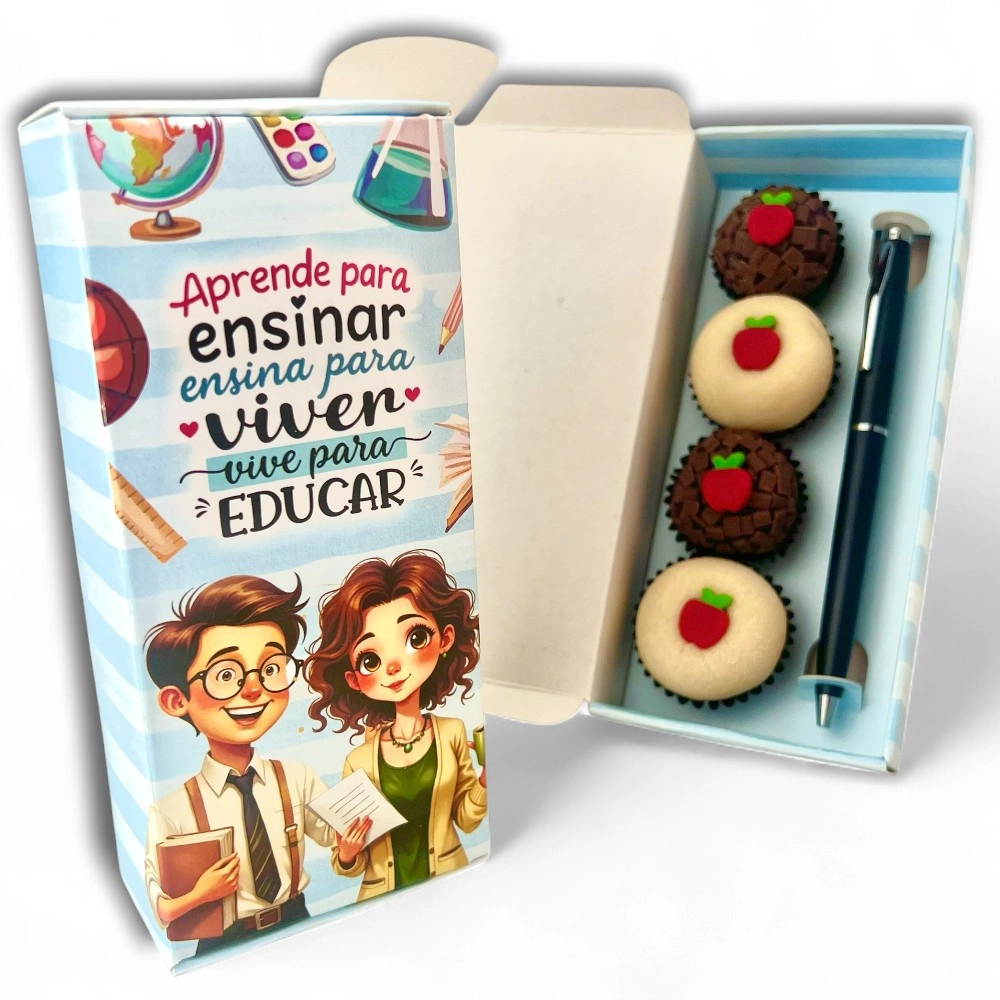5 Embalagens para Caneta + 4 brigadeiros - Dia dos Professores - Coleção PROF´S