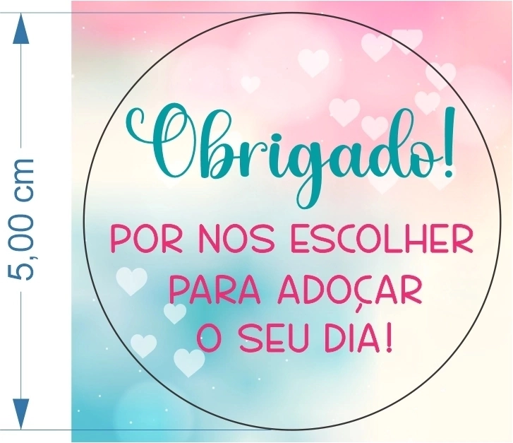 50 Adesivos 5cm - Obrigado por nos escolher para adoçar seu dia