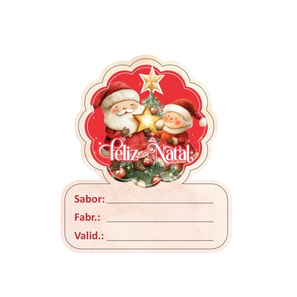 50 Adesivos Sabor/Validade - Coleção Vila do Noel - Natal 2025