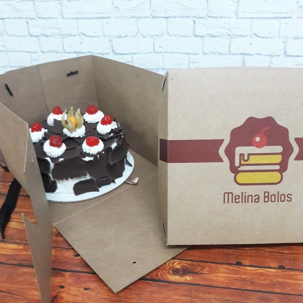 50 Caixas de bolo 22x22x16 com alça e tampa Personalizada