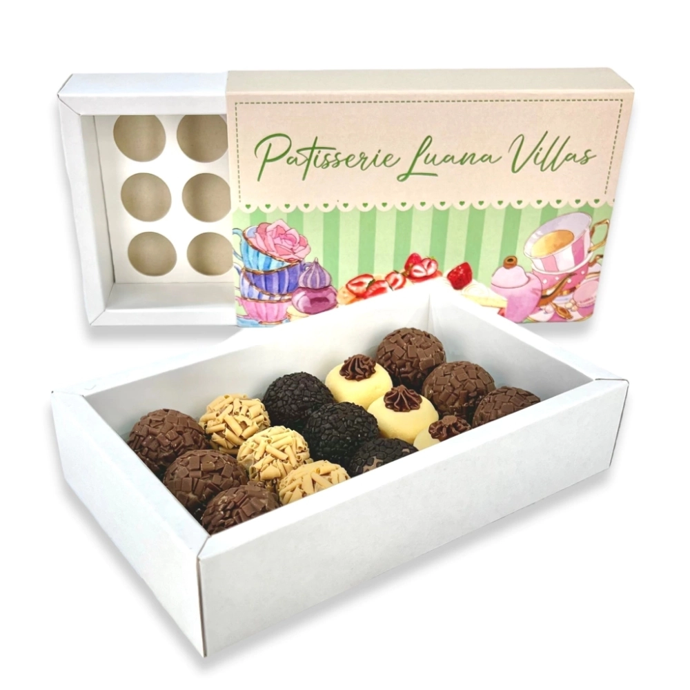 50 Caixas p/ 15 brigadeiros LUXO - PERSONALIZADA