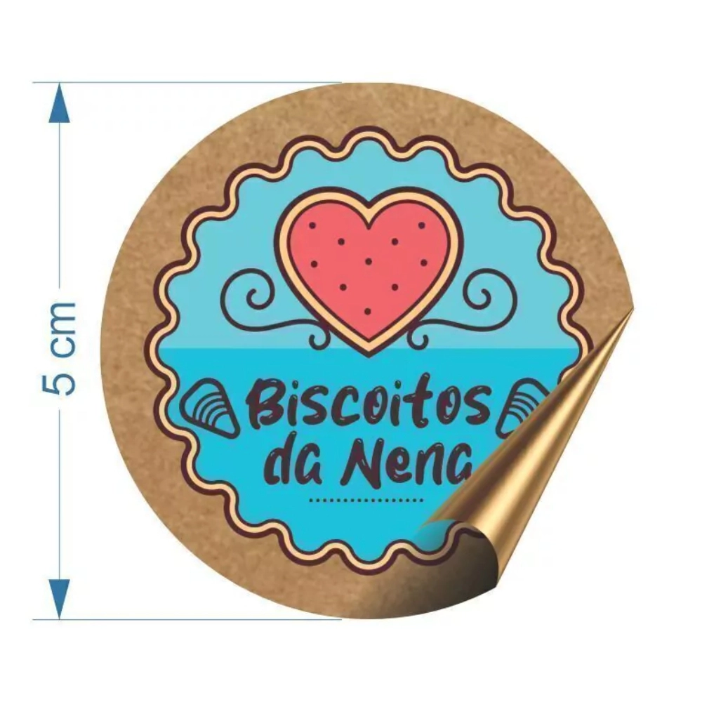 500 Adesivos em KRAFT redondos c/ 5cm - Personalizado com sua marca