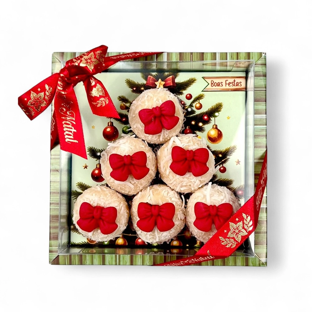 Caixa Árvore (Vitrine)para 6 brigadeiros - A Magia do Natal -Natal 2025
