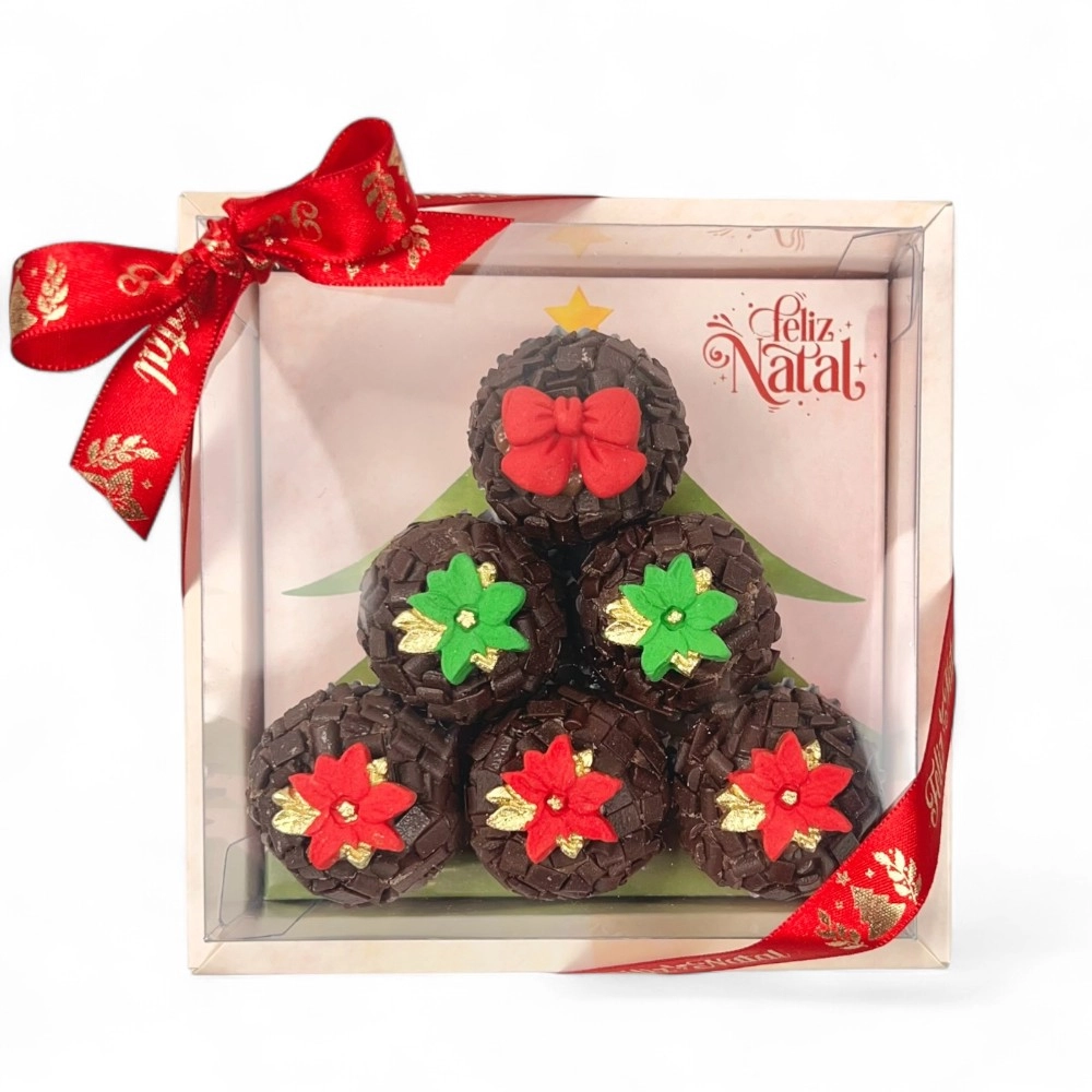 Caixa Árvore (Vitrine)para 6 brigadeiros-Vila do noel- Natal 2025