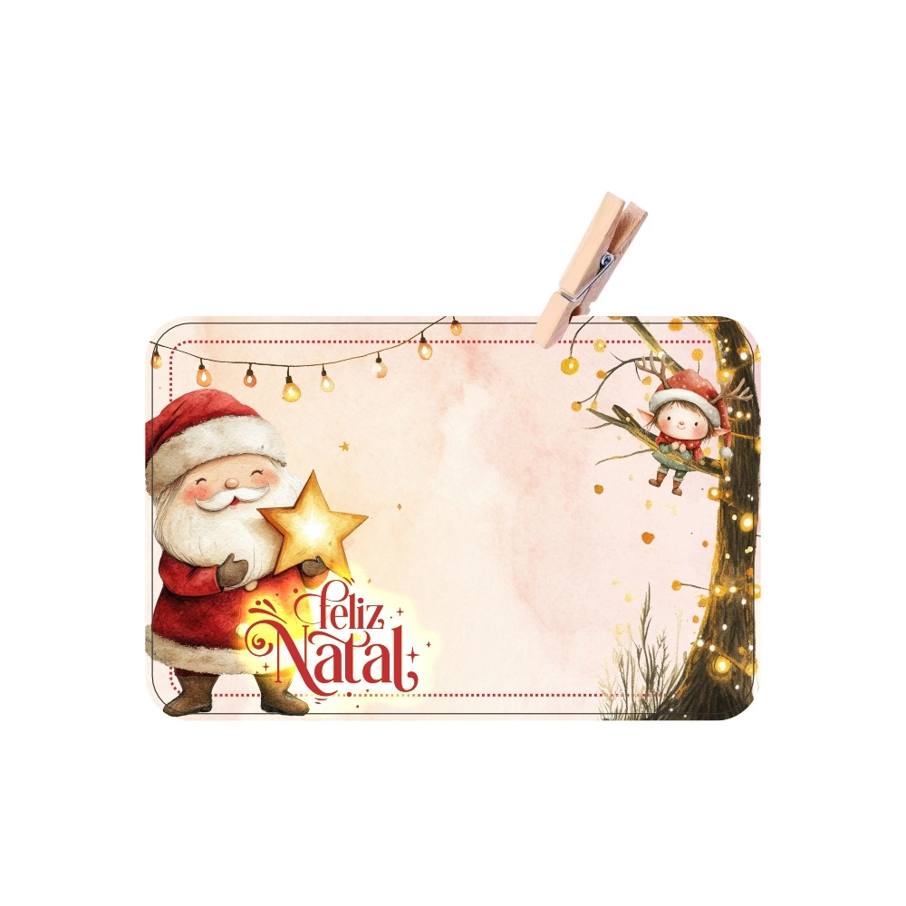 10 Bilhetes Cliente + Mini Prendedor de Madeira - Vila do Noel - Natal 2025