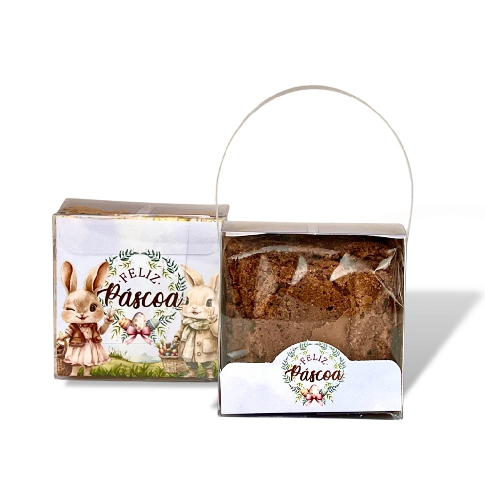 10 Caixas em PVC para 1 Brownie ou Pão de Mel - Coleção Páscoa da Positividade