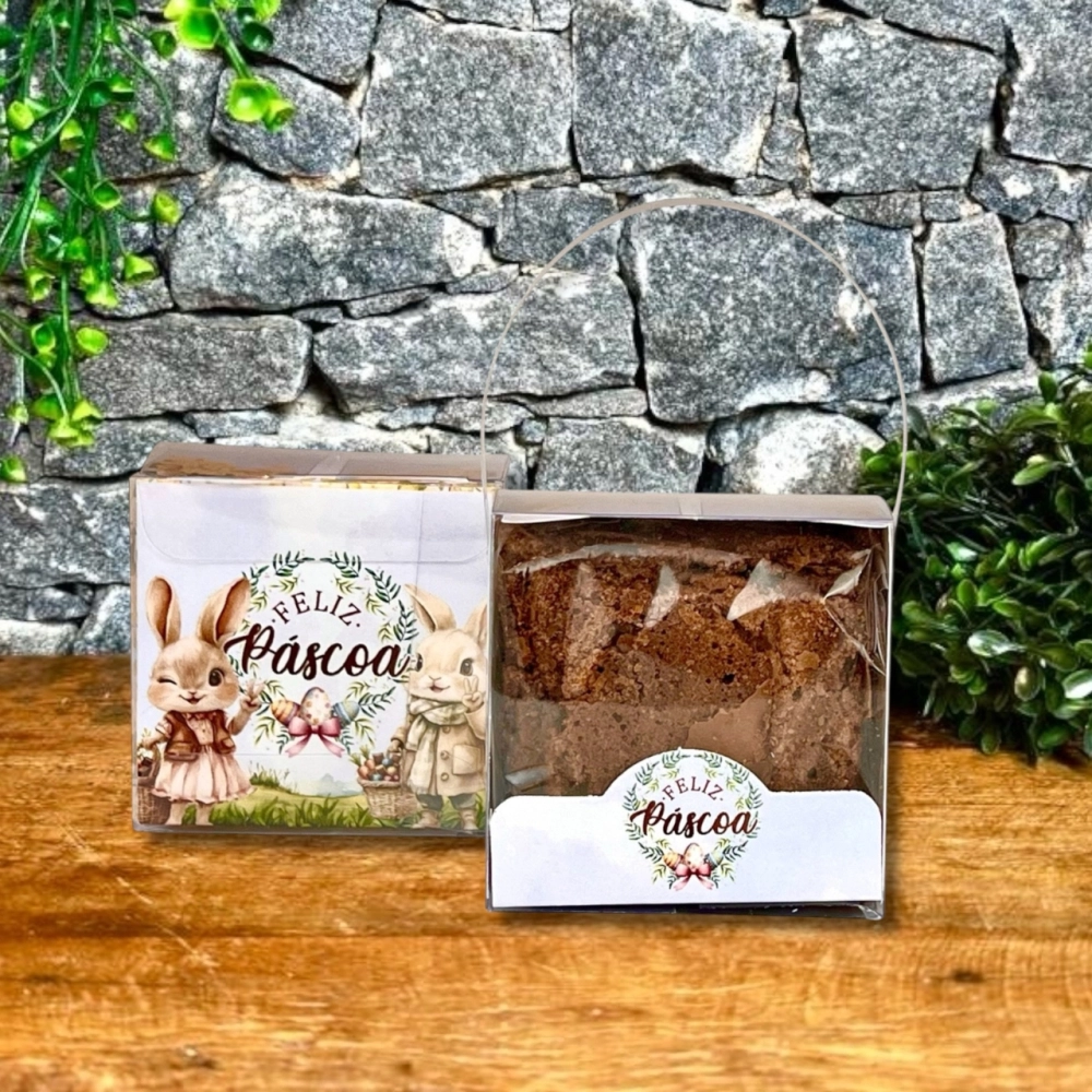 10 Caixas em PVC para 1 Brownie ou Pão de Mel - Coleção Páscoa da Positividade
