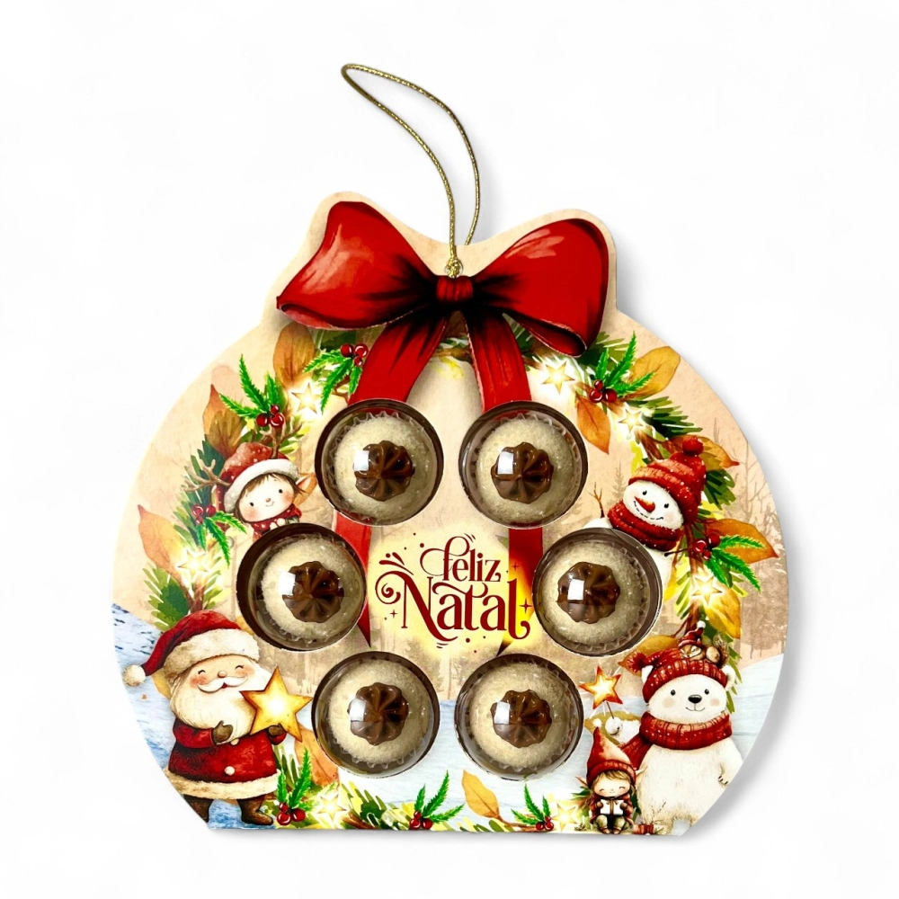 10 Caixas Guirlandas p/ 6 brigadeiros - Coleção Vila do Noel-Natal 2025