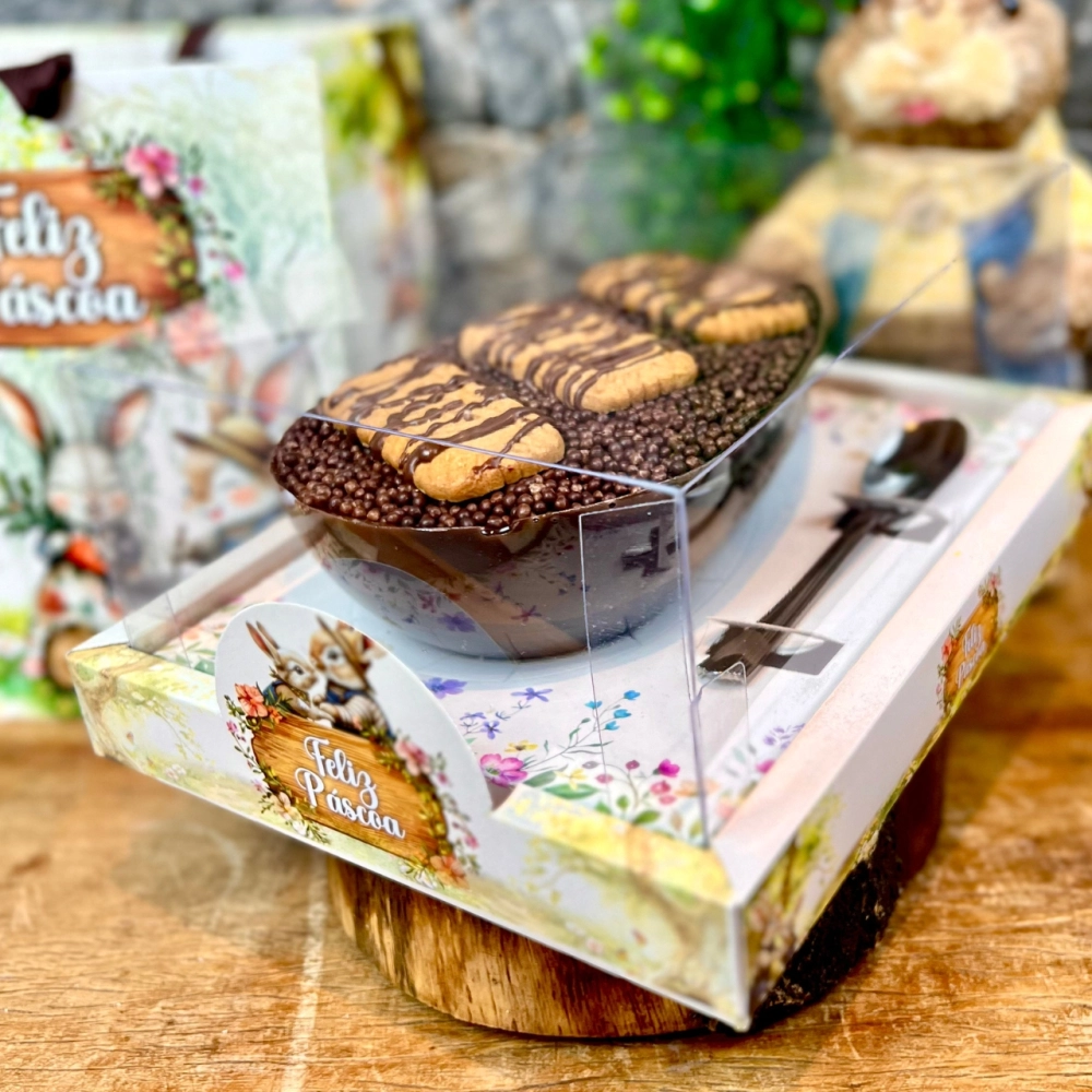 10 Caixas LUXO para 1 Ovo de 250, 350 ou 500g - Coleção Páscoa da Colheita