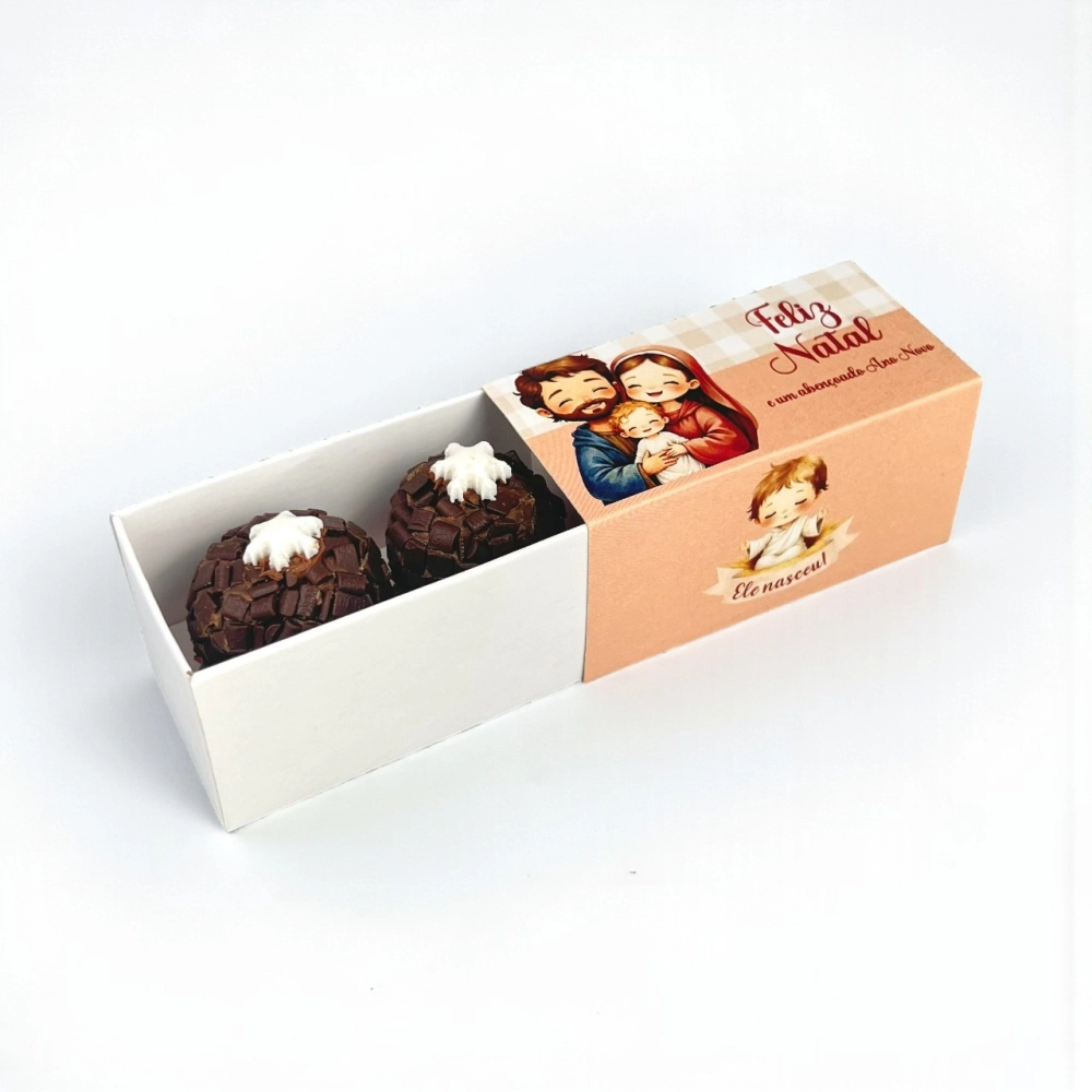 10 Caixas p/ 2 brigadeiros - Coleção Cristã - Sagrada Família - Natal 2025