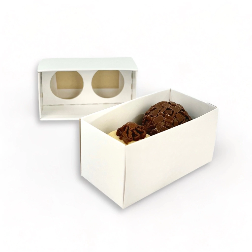 10 Caixas p/ 2 brigadeiros - Com tampa em PVC