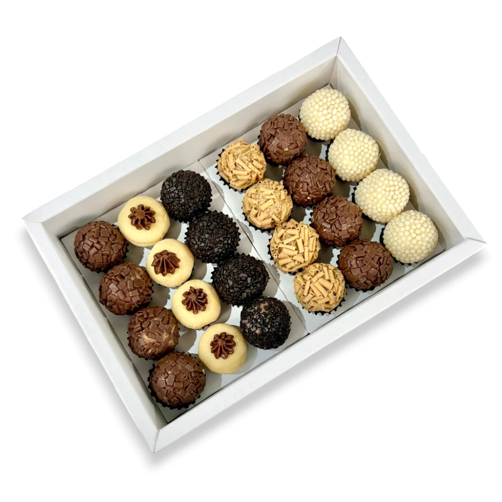 10 Caixas p/ 24 brigadeiros LUXO - Com tampa em PVC