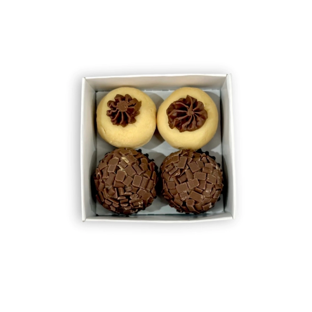 10 Caixas p/ 4 brigadeiros - Com tampa em PVC