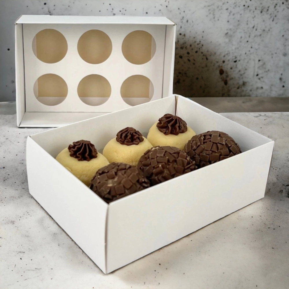 10 Caixas p/ 6 brigadeiros - Com tampa em PVC
