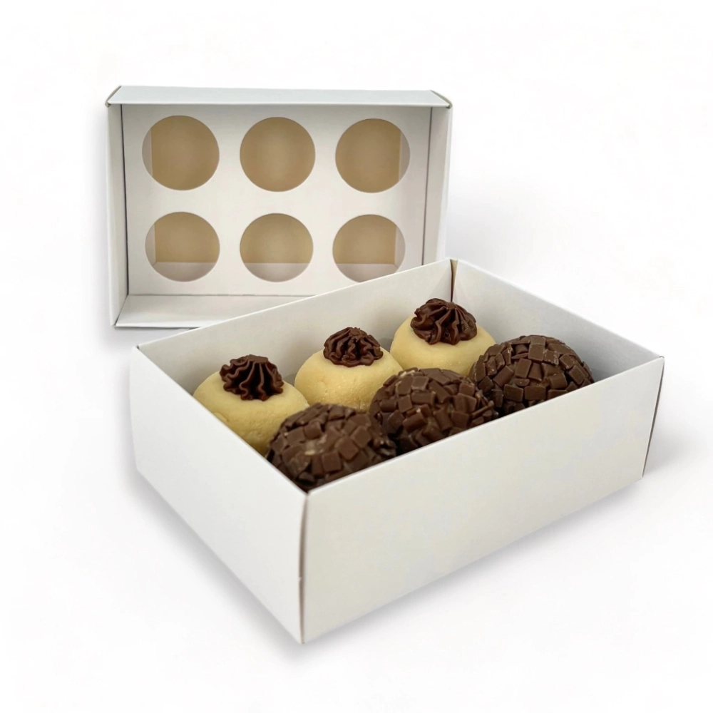 10 Caixas p/ 6 brigadeiros - Com tampa em PVC