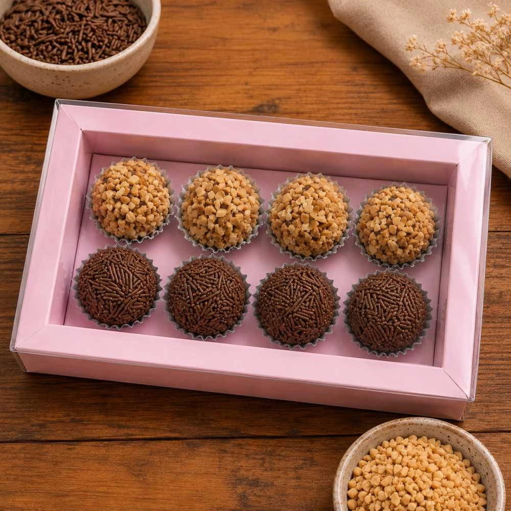 10 Caixas p/ 8 brigadeiros -Rosa