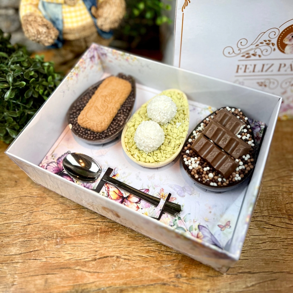 10 Caixas para 3 Ovos de 100g - Coleção Páscoa da Transformação