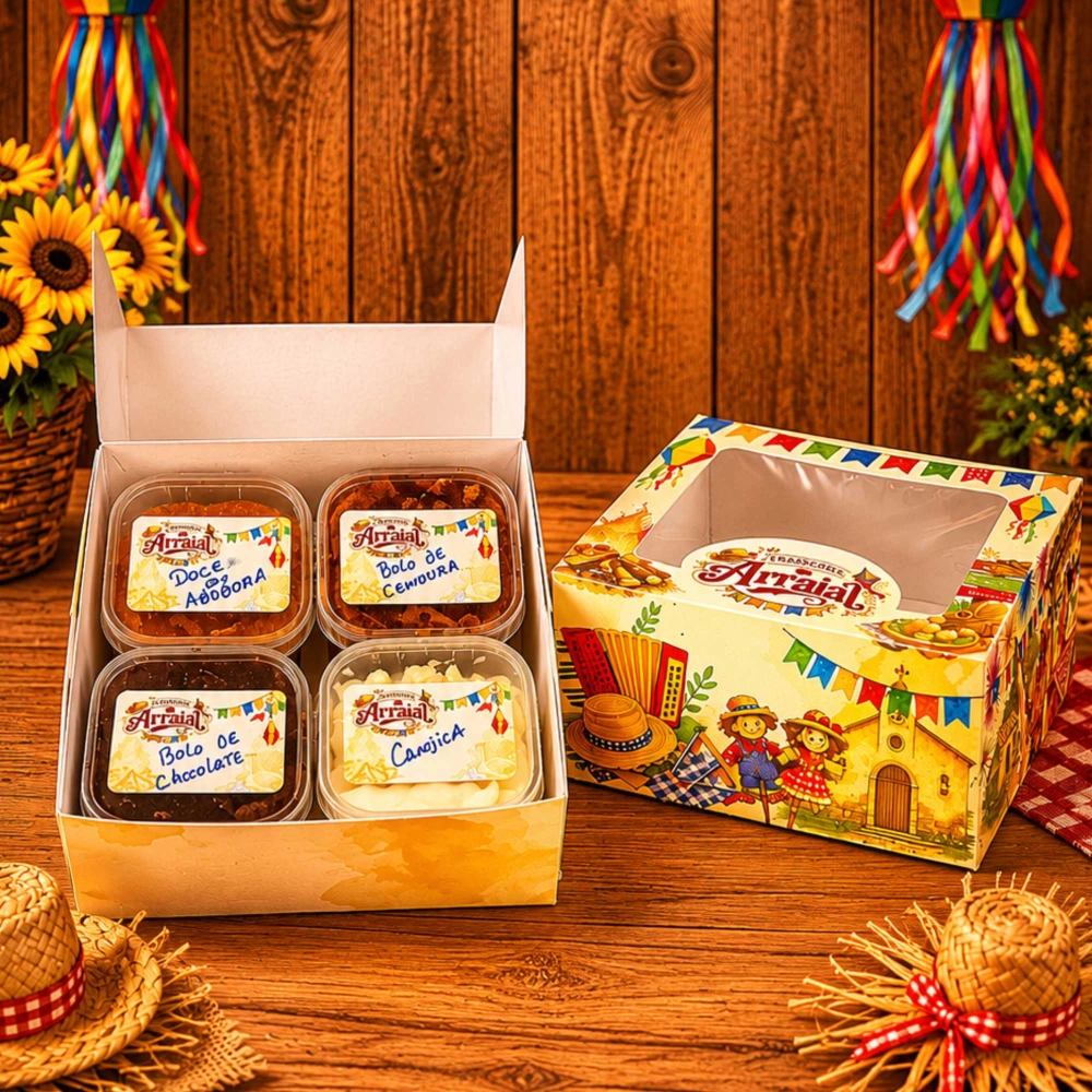 10 Caixas para 4 potinhos ou mini Kit - ARRAIAL