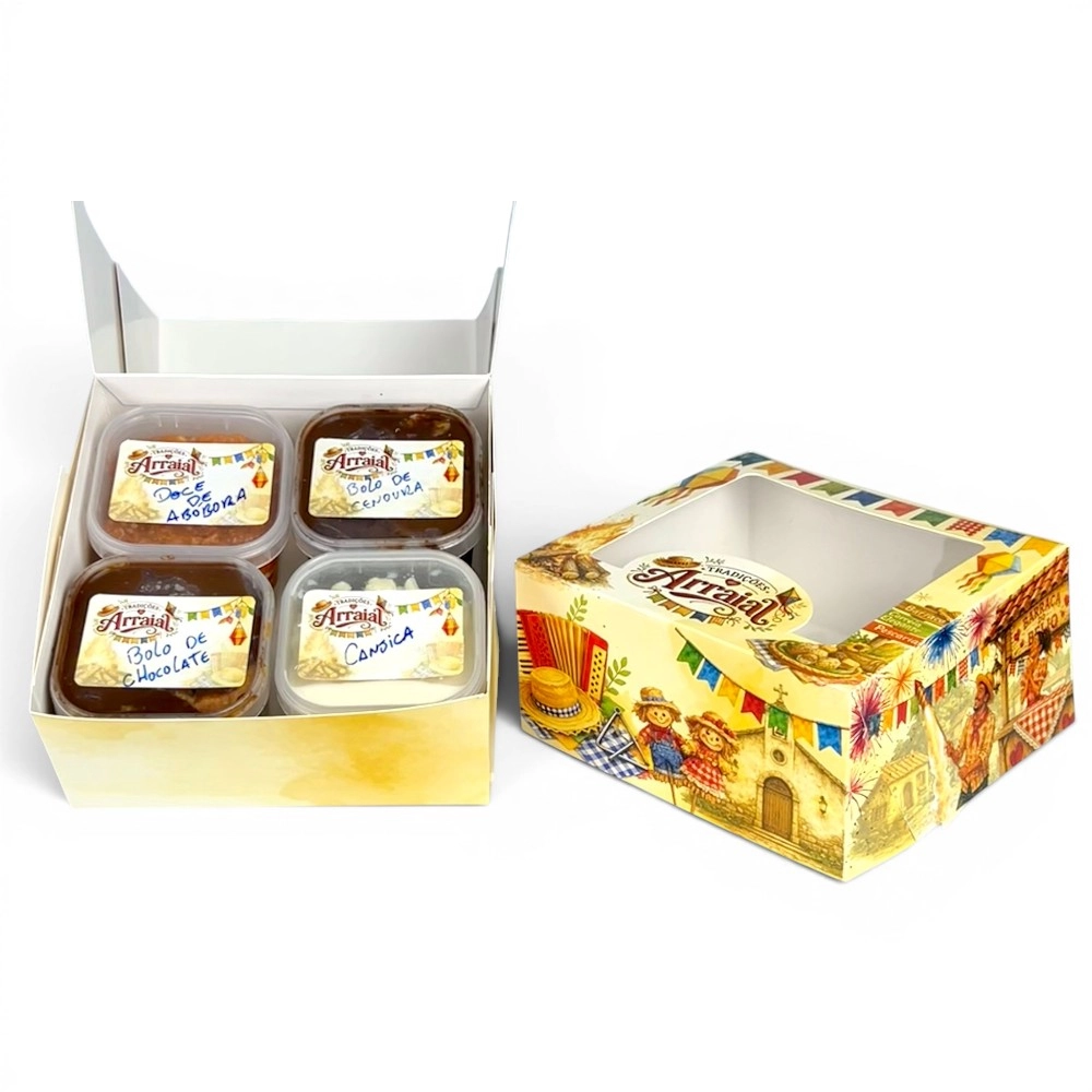 10 Caixas para 4 potinhos ou mini Kit - ARRAIAL