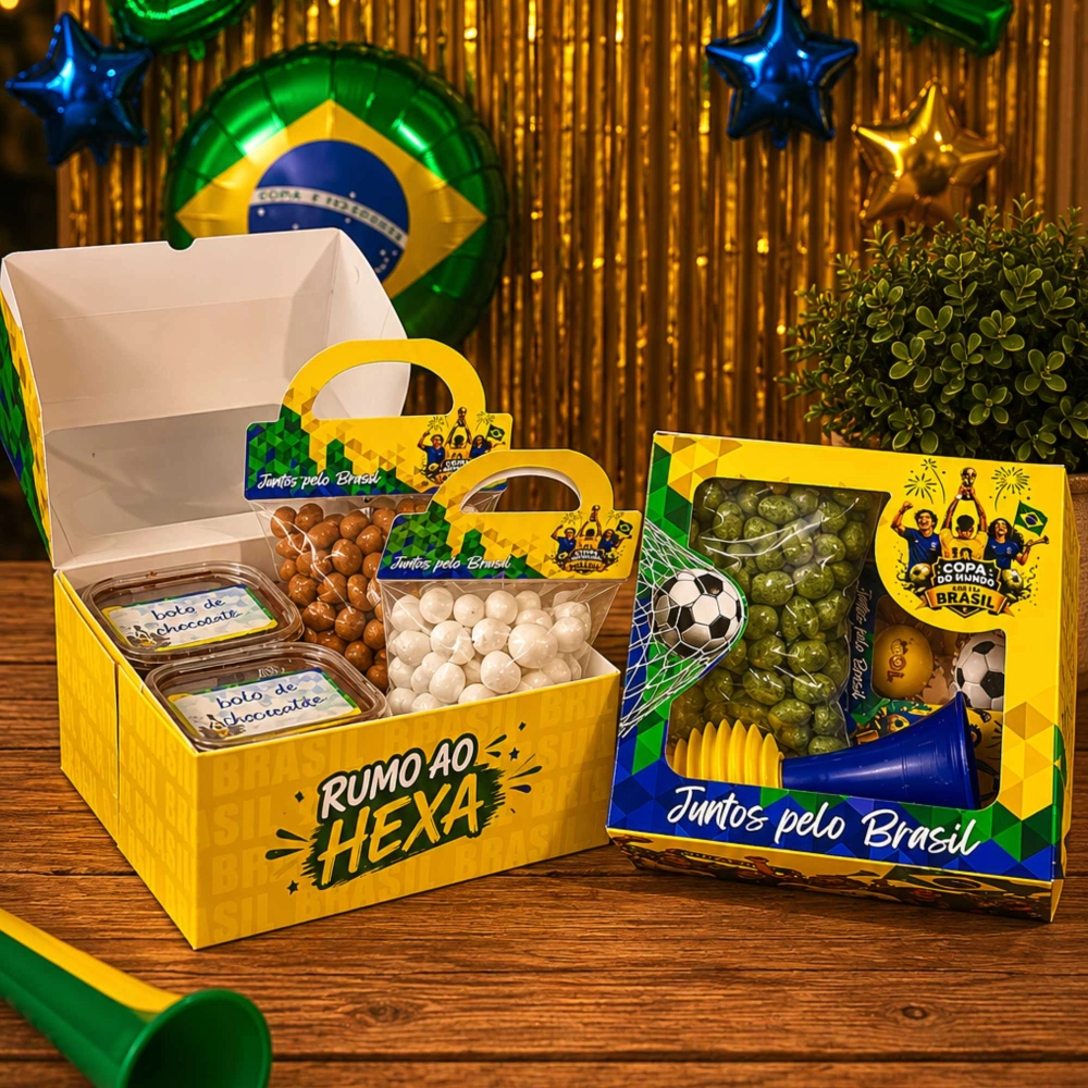 10 Caixas para 4 potinhos ou mini Kit - COPA do MUNDO