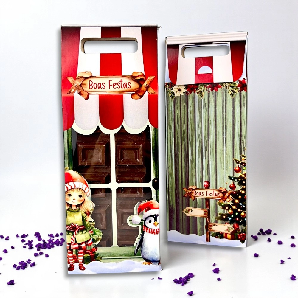 10 Caixas para Barra de Chocolate de 300g - Coleção A magia do Natal-Natal 2025