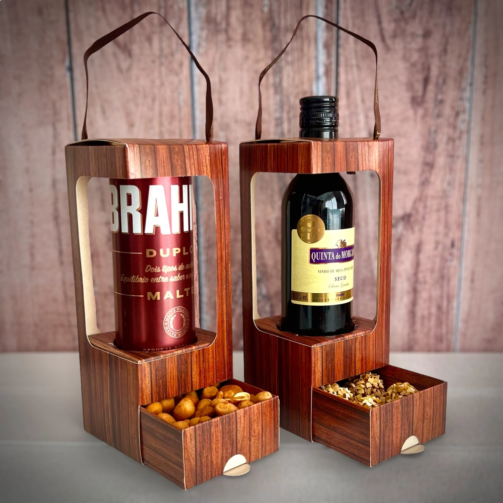 10 Caixas para Garrafa + Gaveta - Coleção Wood